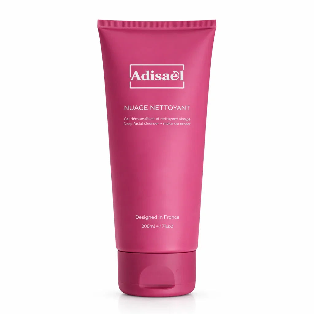 Tube rose de gel nettoyant visage Nuage Nettoyant, démaquillant 200ml, soin beauté.